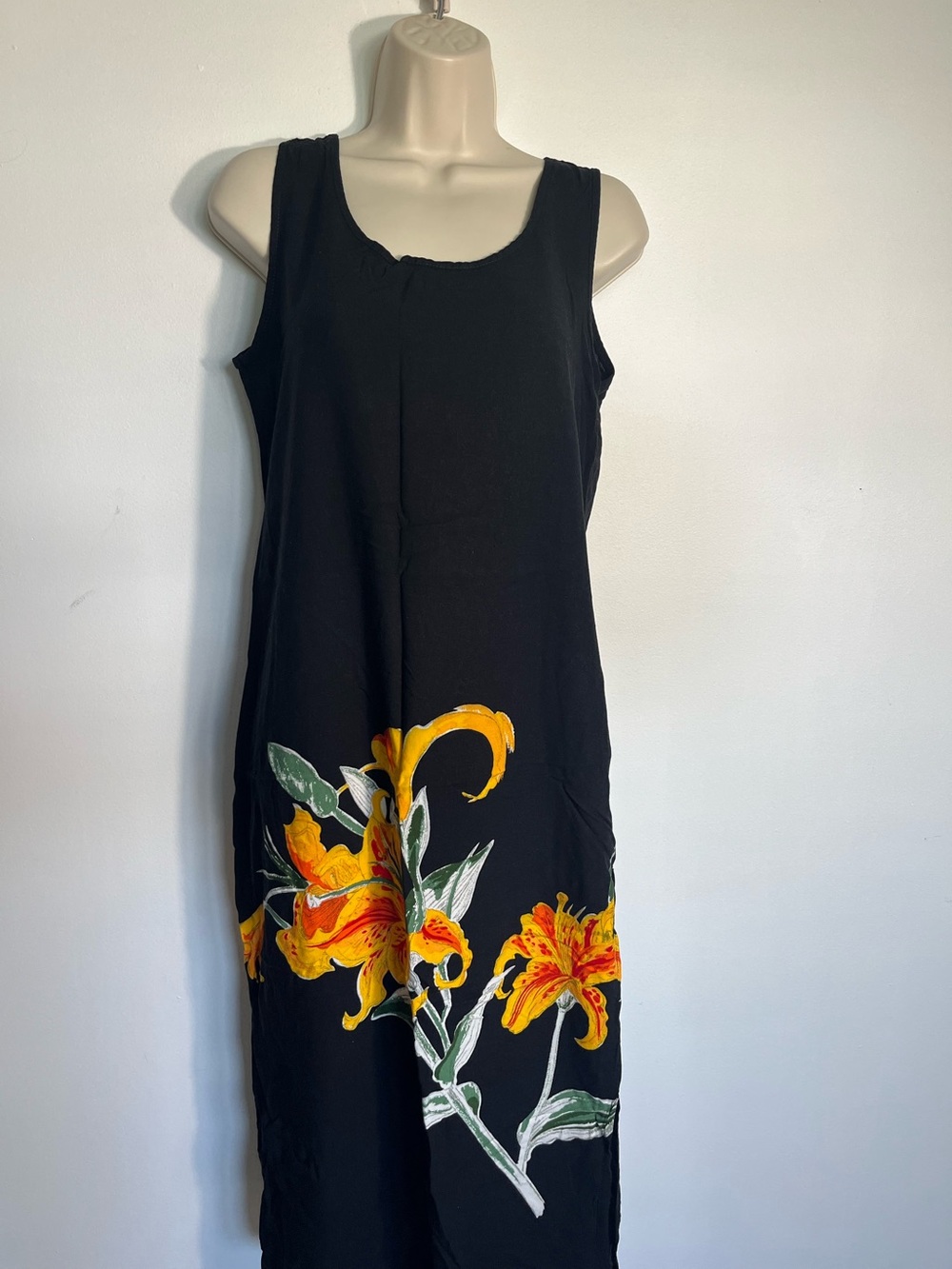 Dotti Black Maxi Dress with Yellow Floral Lily Detail